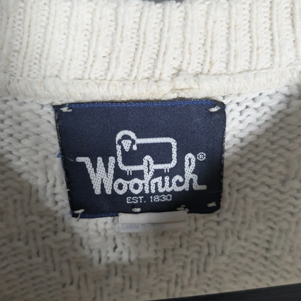 Woolrich Vintage Cotton Knit Sweater‎ Mens Medium Made in USA Preppy Nautical
